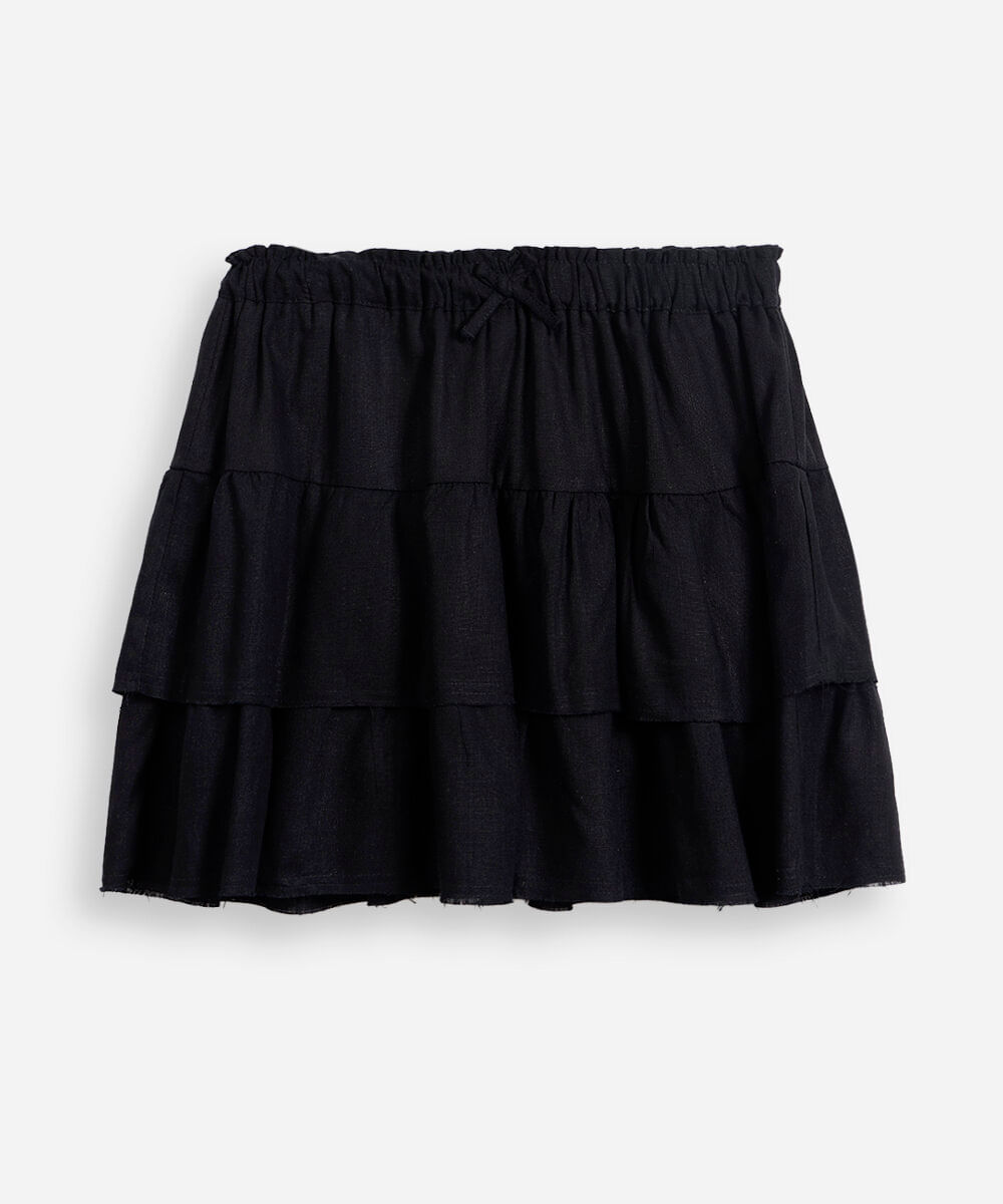 saia juvenil de viscose com marias preta