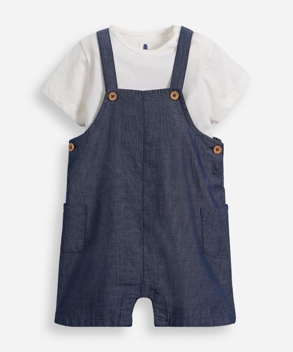 jardineira infantil de algodão azul 9-12