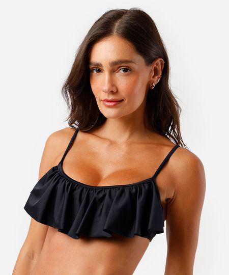 biquíni top feminino com babado preto P