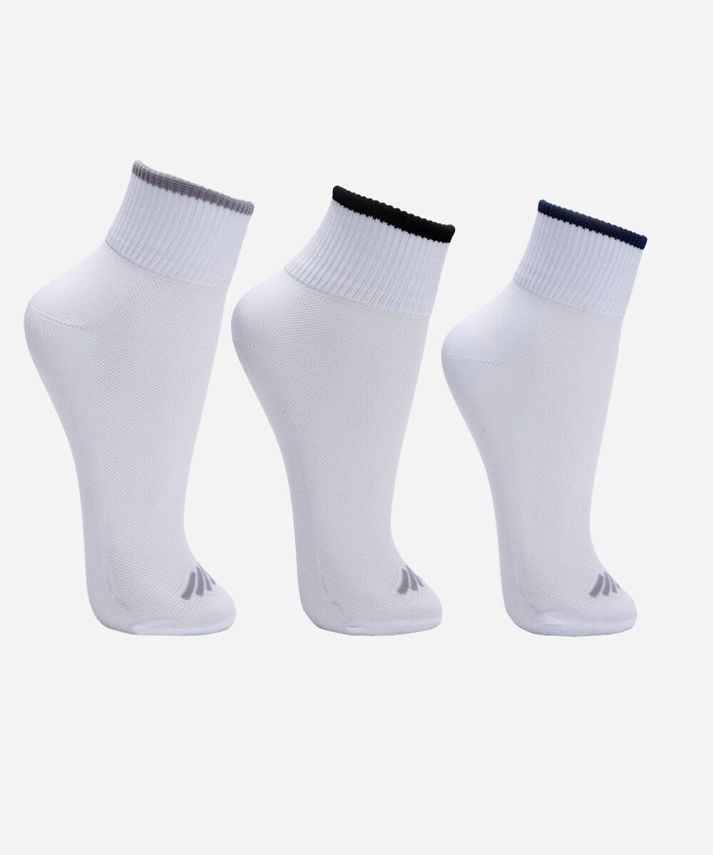 kit de 3 meias esportivasfemininas cano médio branco