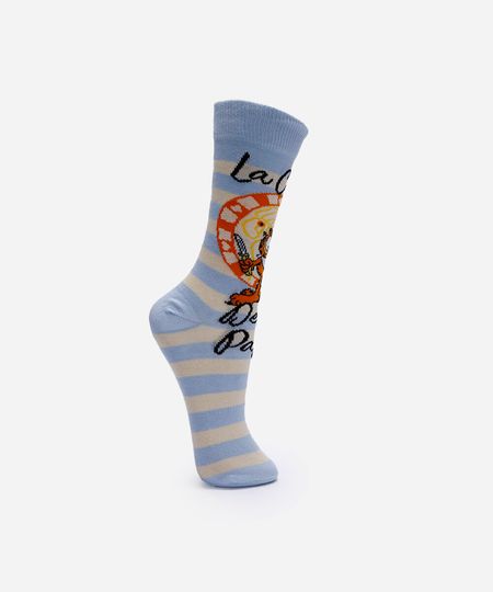 meia masculina cano longo garfield azul 41-43