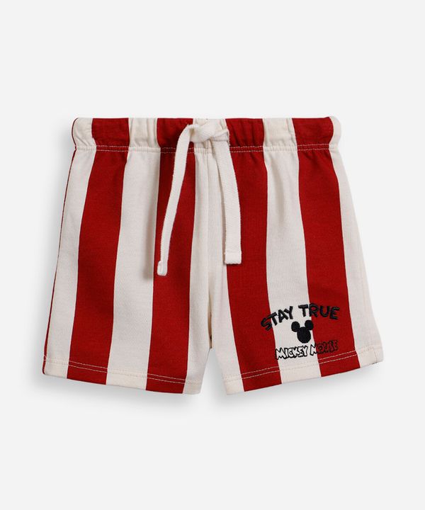 bermuda infantil de algodão mickey listrada vermelho 3