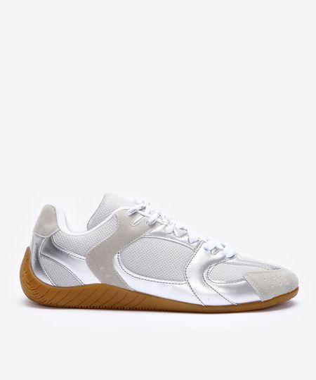 tênis casual com recortes e cadarço duplo ace prateado 34