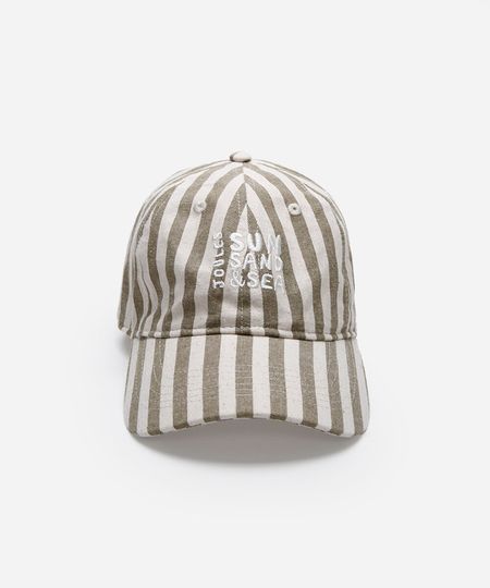 boné aba curva de sarja listrado bordado verde UNICO