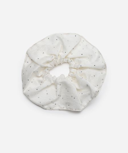 scrunchie texturizada com brilhos off white UNICO scrunchie texturizada com brilhos off white UNICO