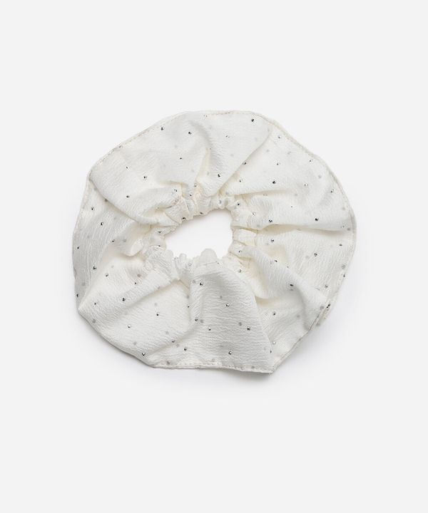 scrunchie texturizada com brilhos off white UNICO