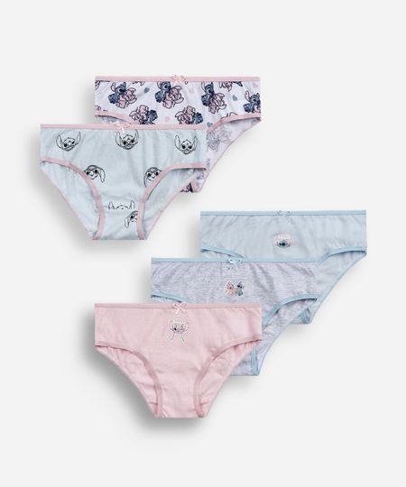 kit de 5 calcinhas infantis angel colorido 4