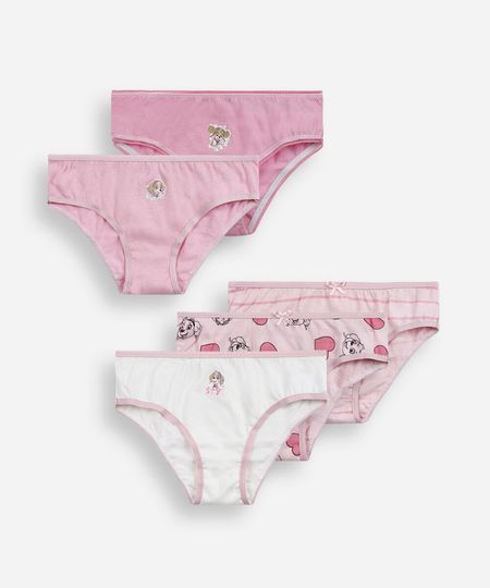 kit de 5 calcinhas infantis skye rosa 6