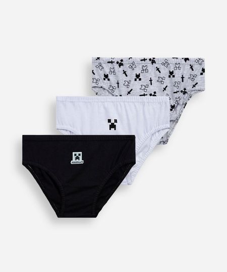 kit de 3 cuecas infantis minecraft colorido 4