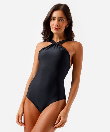 maiô feminino halter neck com detalhe preto M maiô feminino halter neck com detalhe preto M