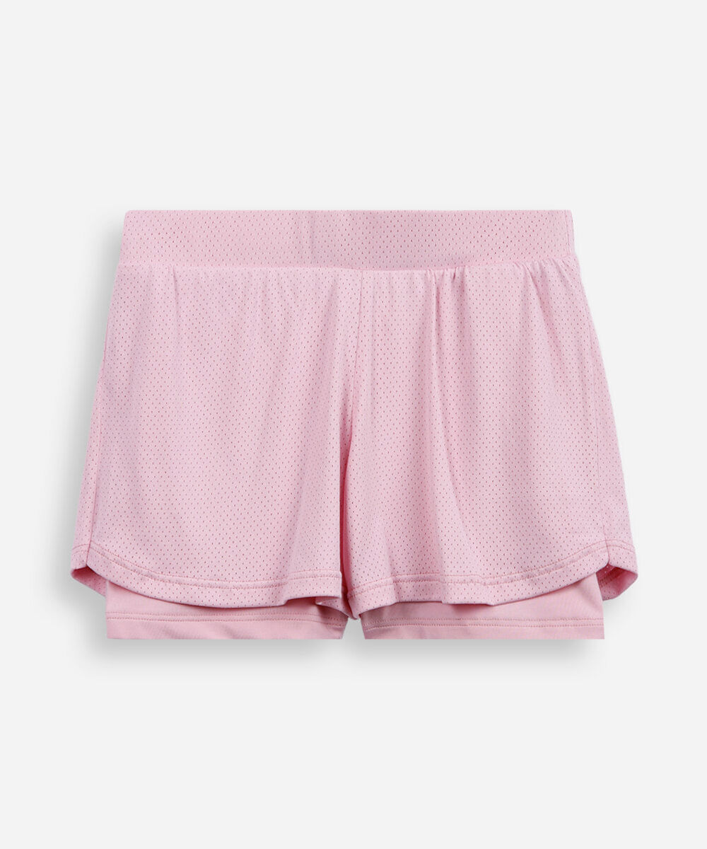 short infantil esportivo com forro rosa