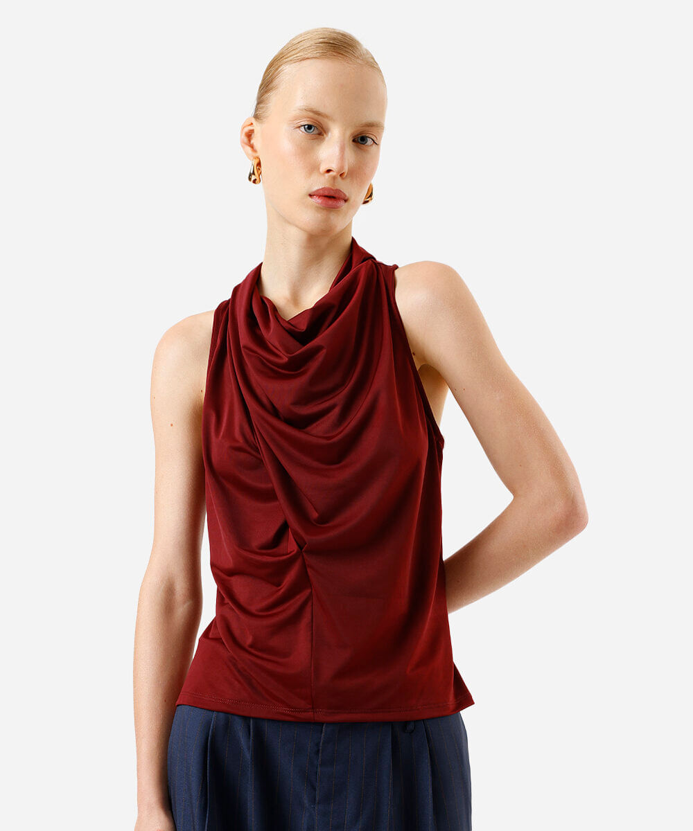 regata feminina franzida vinho