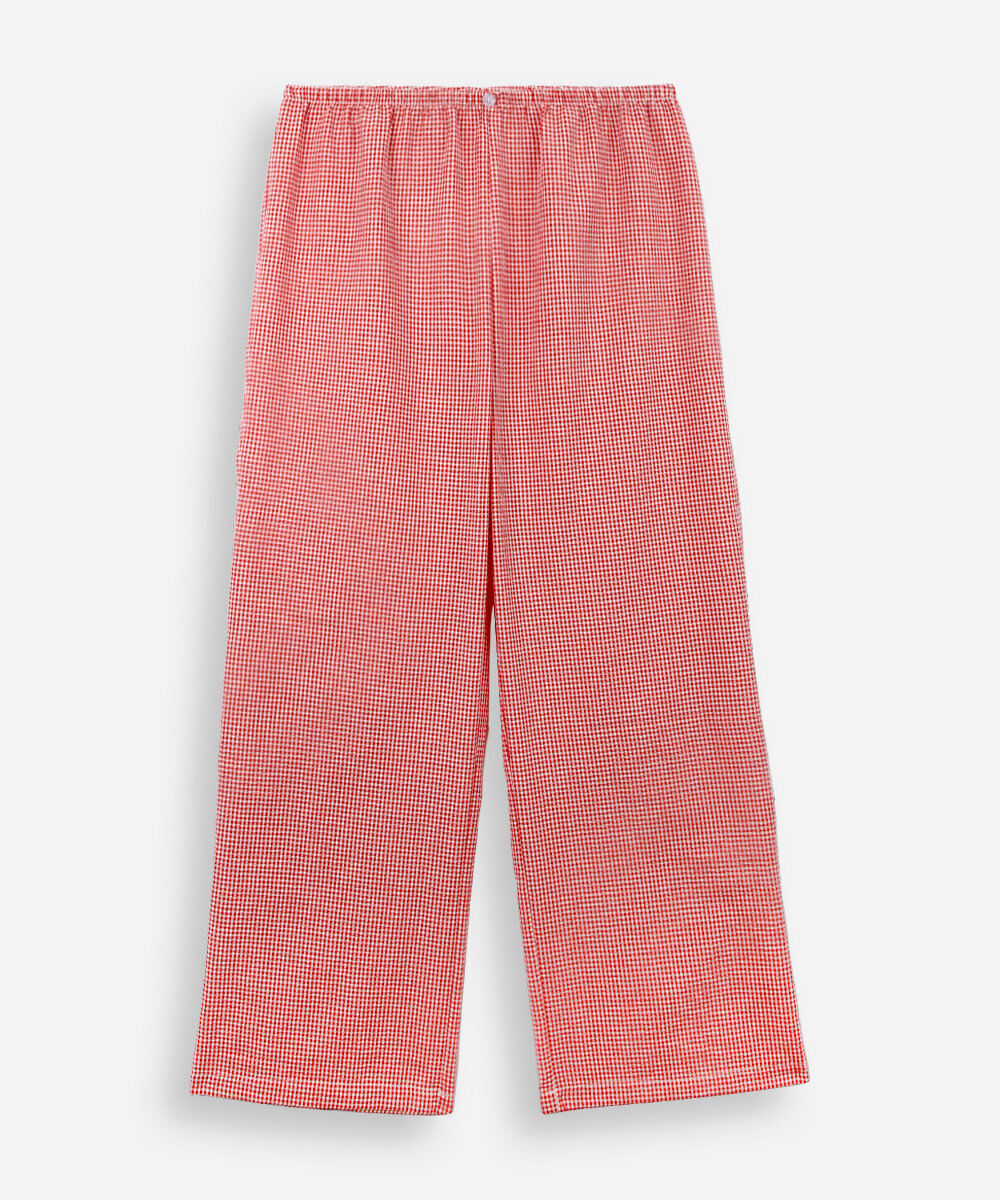 calça de pijama feminina com algodão avulsa xadrez vermelha