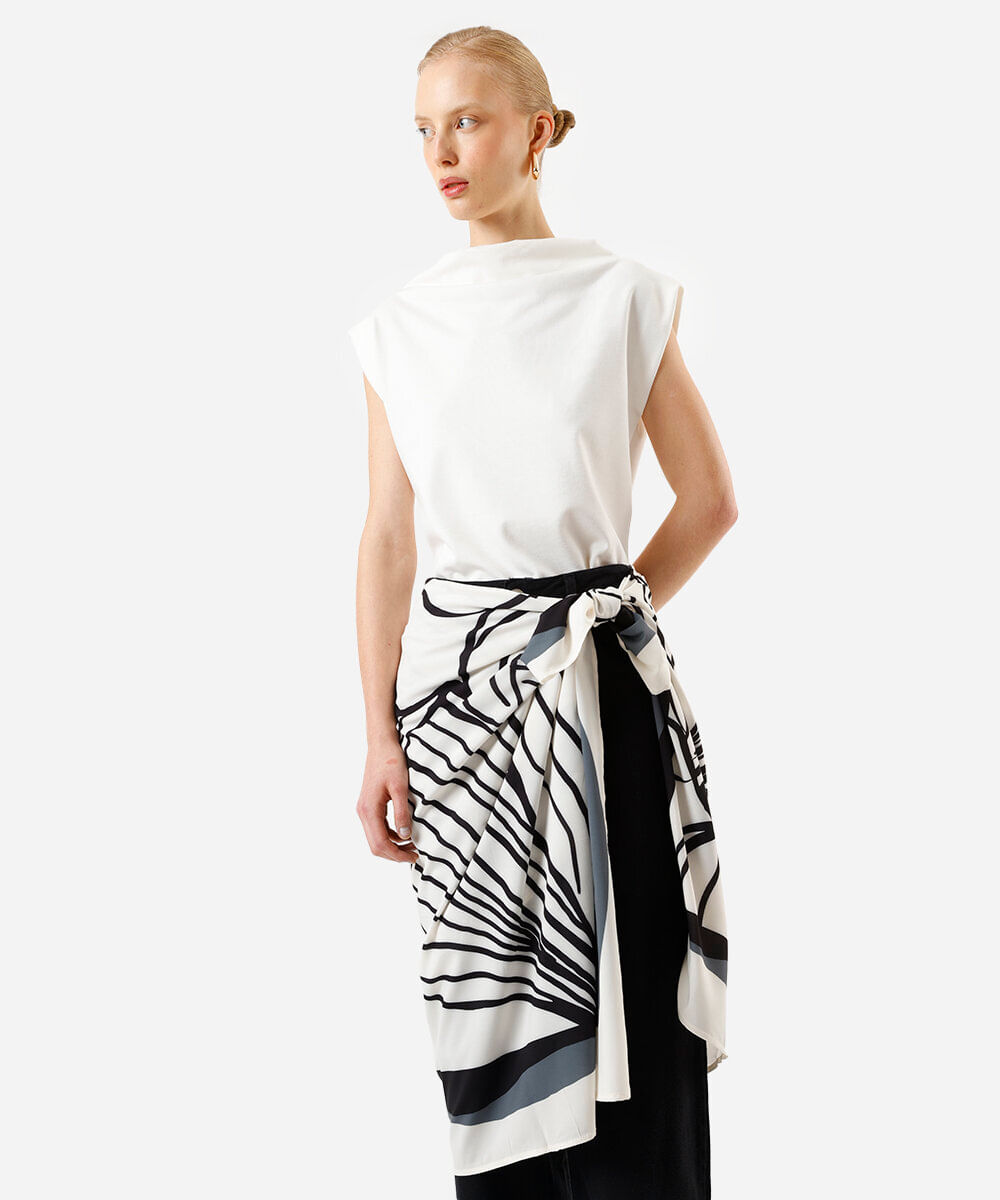 canga estampada quadrada off white