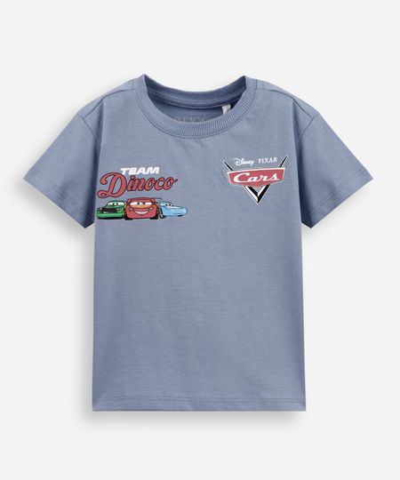 camiseta infantil de algodão carros azul 2