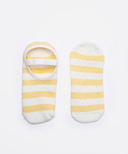 meia sapatilha feminina com antiderrapante listrada amarela 34-39 meia sapatilha feminina com antiderrapante listrada amarela 34-39
