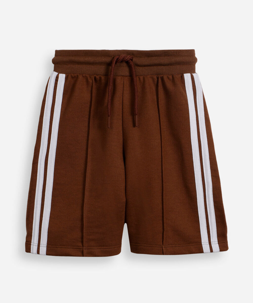 bermuda infantil de moletom com listras marrom