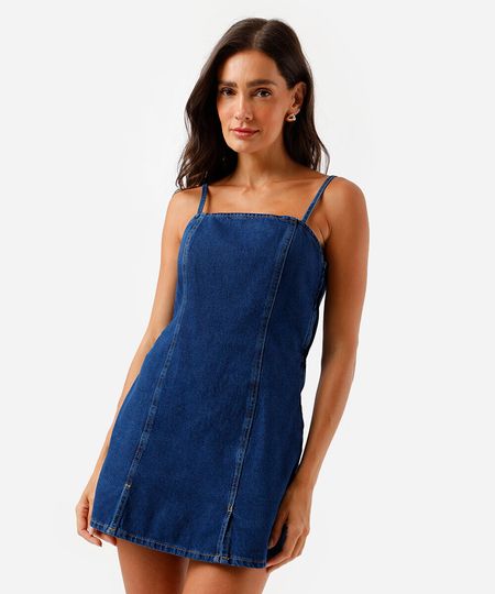 macaquinho short saia feminino jeans azul PP