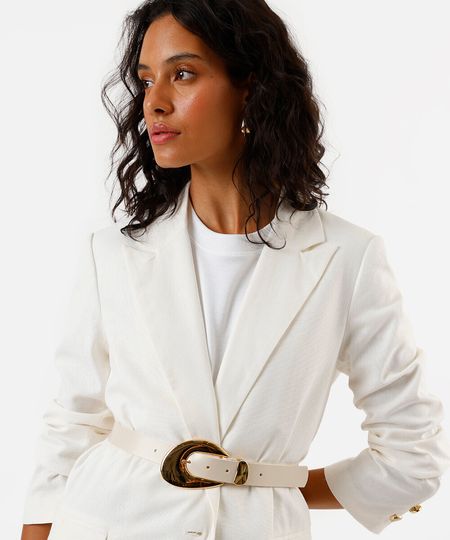 cinto feminino maxi fivela off white 105CM