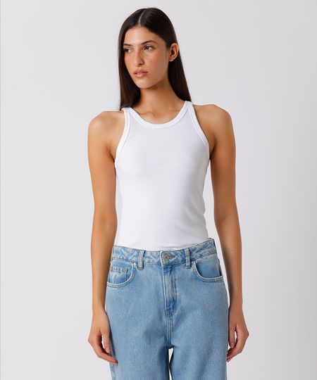 regata feminina de algodão peruano canelada mindset branca PP regata feminina de algodão peruano canelada mindset branca PP