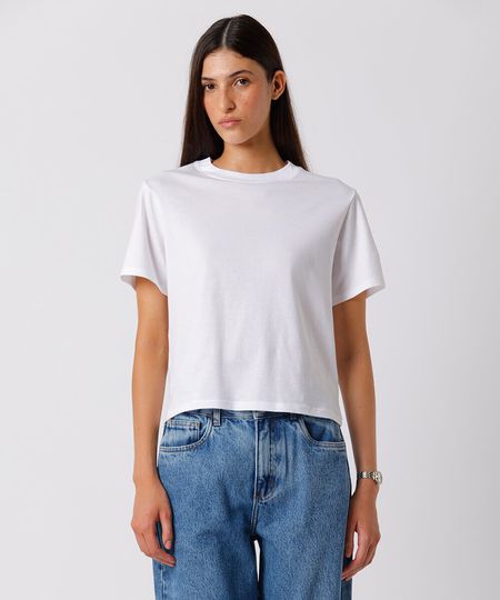 camiseta slim fit feminina de algodão pima mindset branca G camiseta slim fit feminina de algodão pima mindset branca G