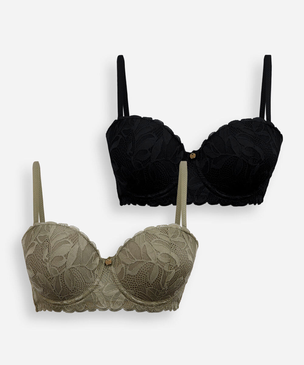 kit de 2 sutiãs meia taça de renda colorido