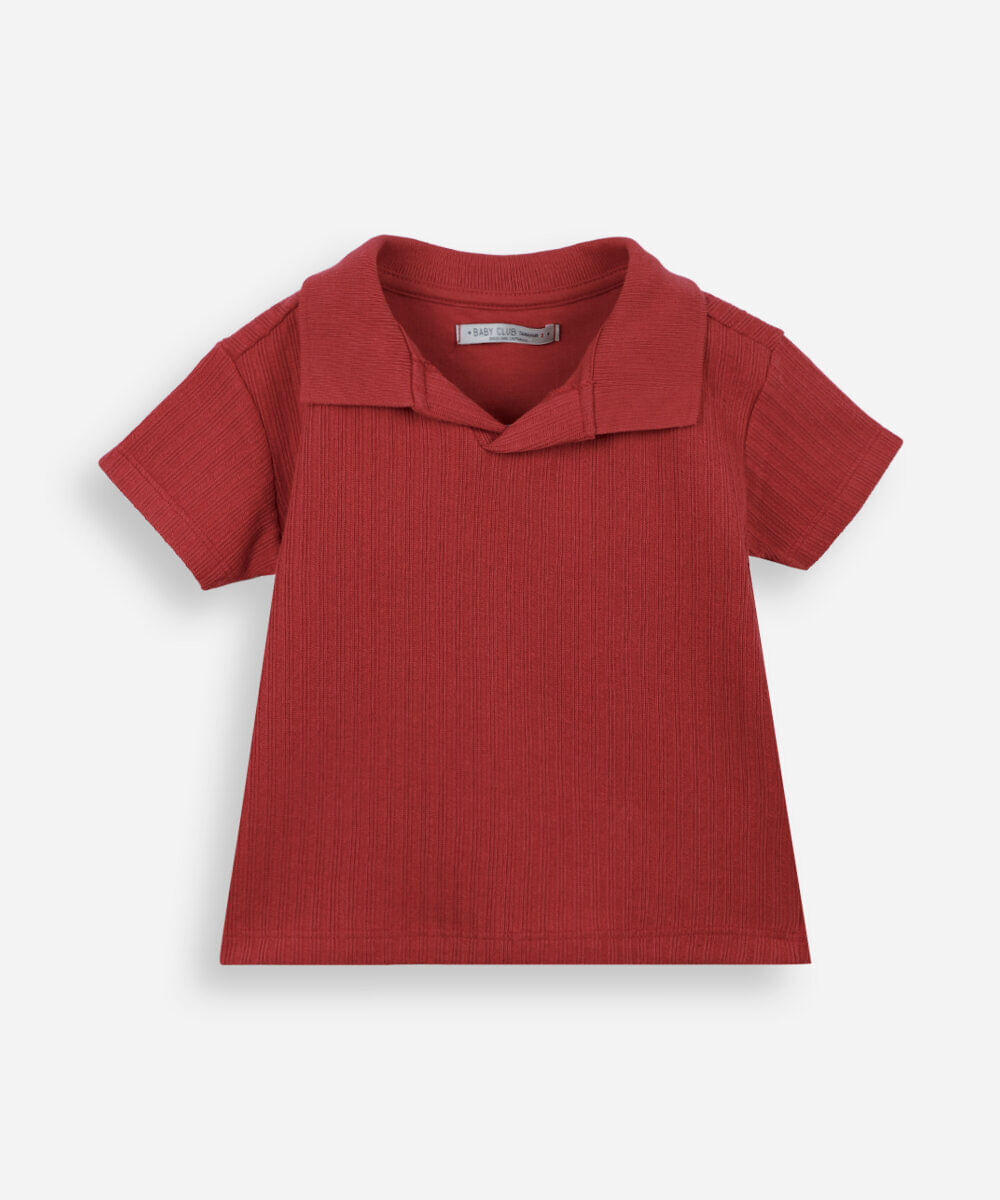 polo infantil manga curta ribana vermelha