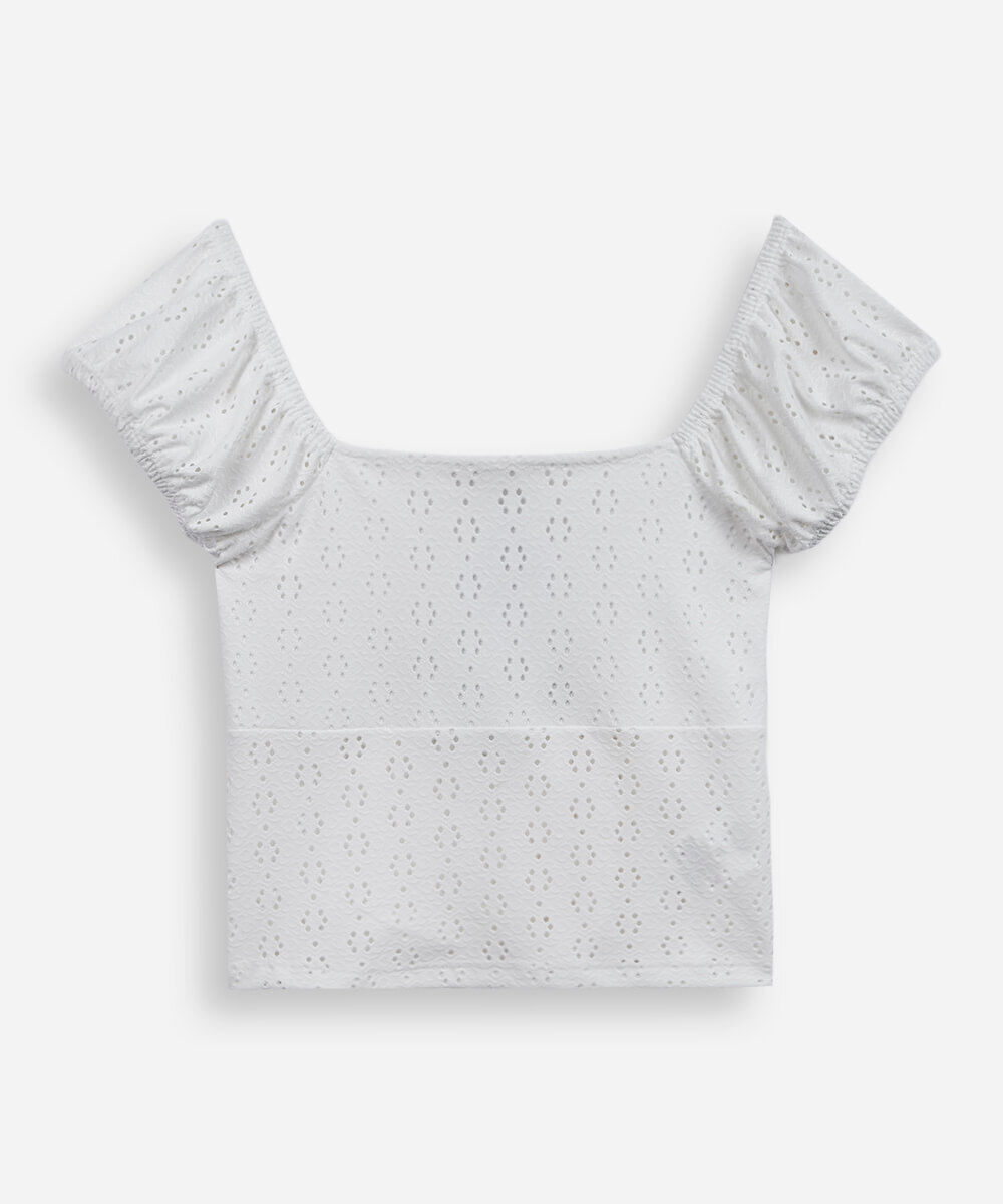 blusa juvenil franzida laise off white
