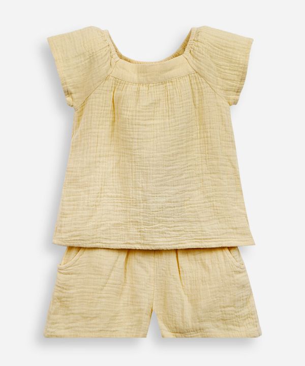 conjunto infantil manga curta leve amarelo 1