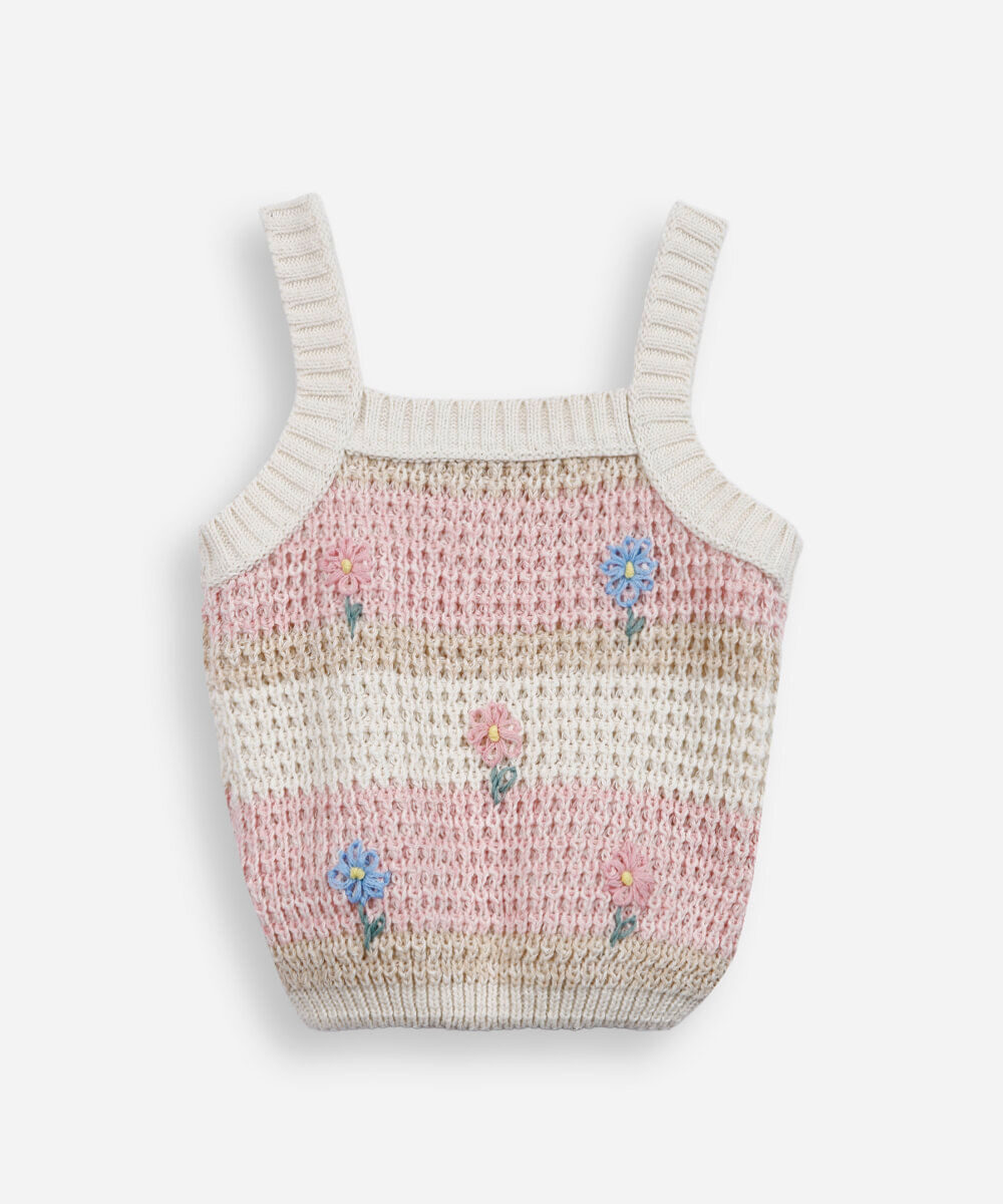 blusa infantil de tricot com flores aplicadas colorido