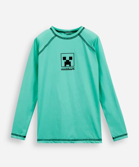 camiseta infantil manga longa com proteção uv minecraft verde 8 camiseta infantil manga longa com proteção uv minecraft verde 8