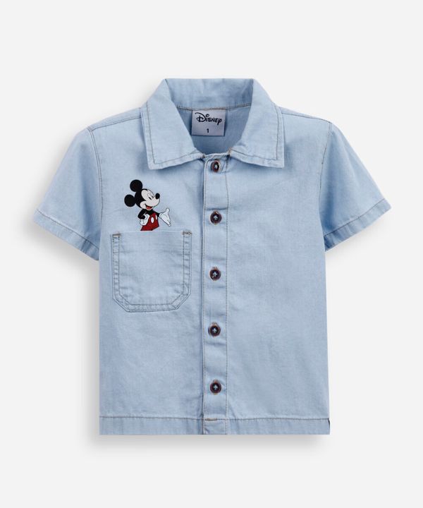 camisa infantil jeans mickey azul 4