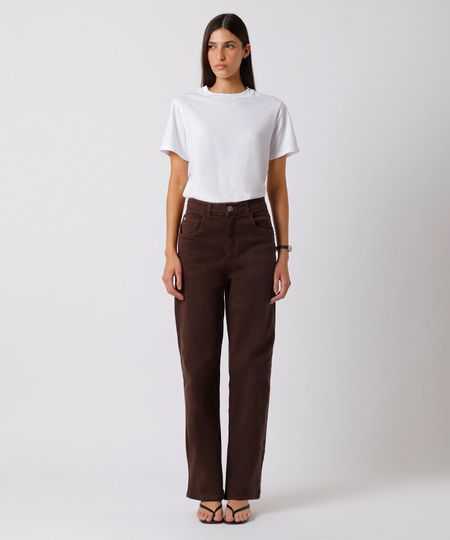 calça new york feminina de sarja mindset marrom 42