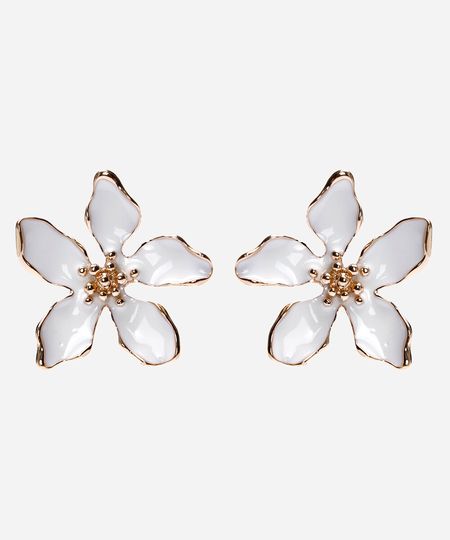 brinco feminino floral branco UNICO