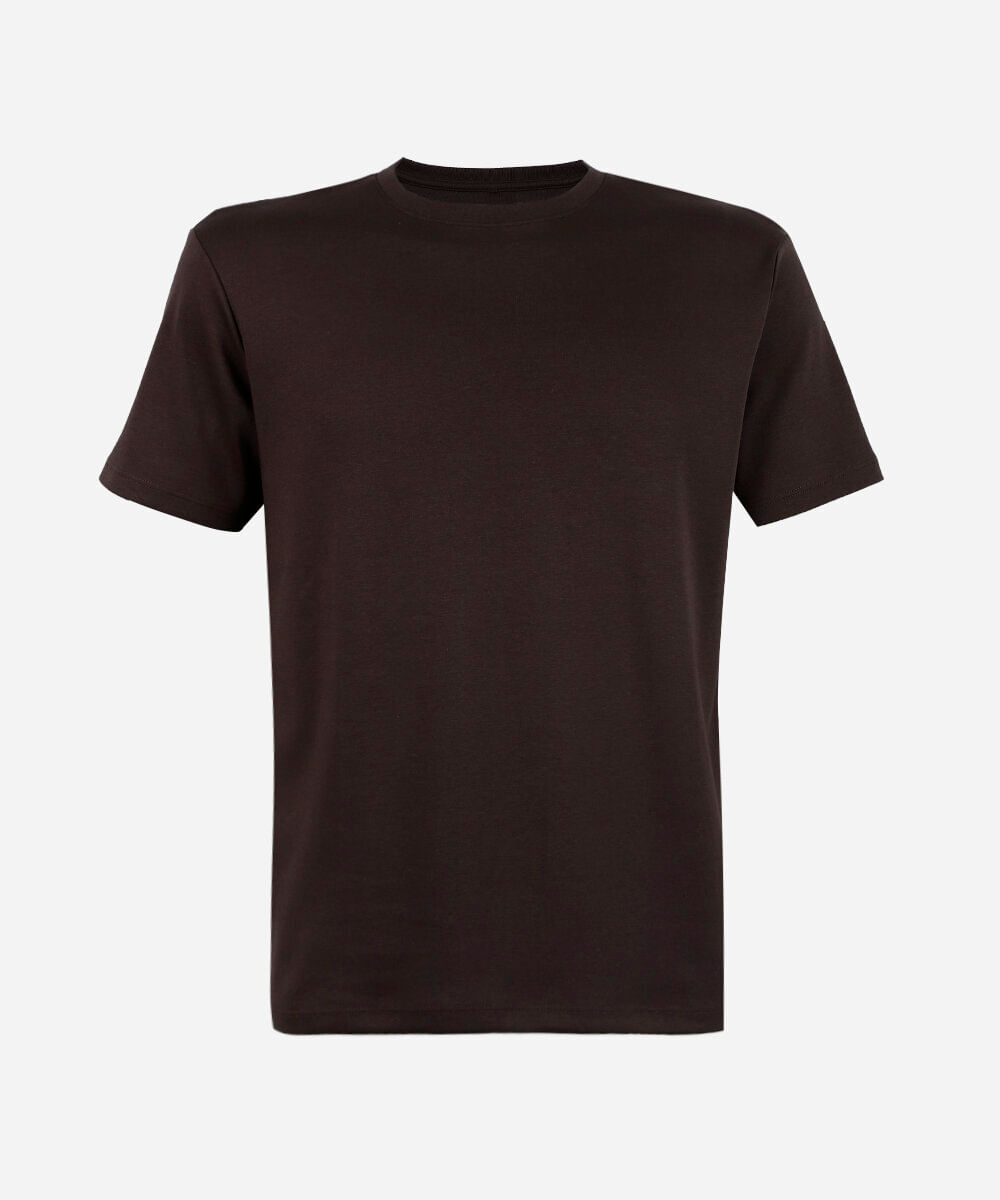 camiseta juvenil de algodão peruano interlock marrom