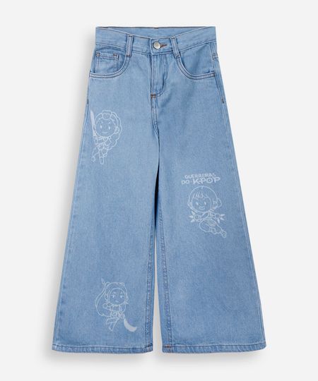 calça infantil jeans wide leg guerreiras do kpop azul 10 calça infantil jeans wide leg guerreiras do kpop azul 10