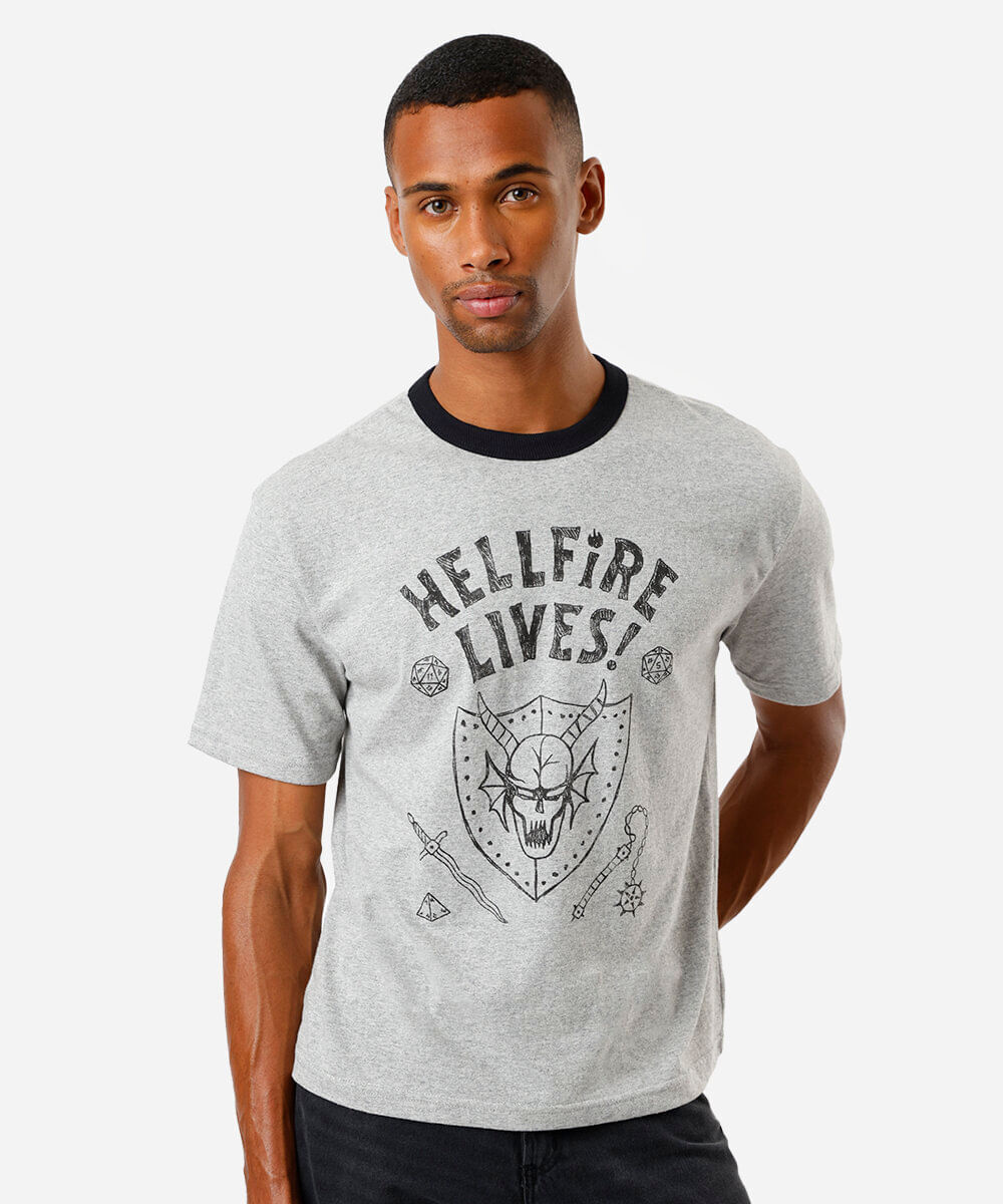 camiseta masculina stranger things cinza
