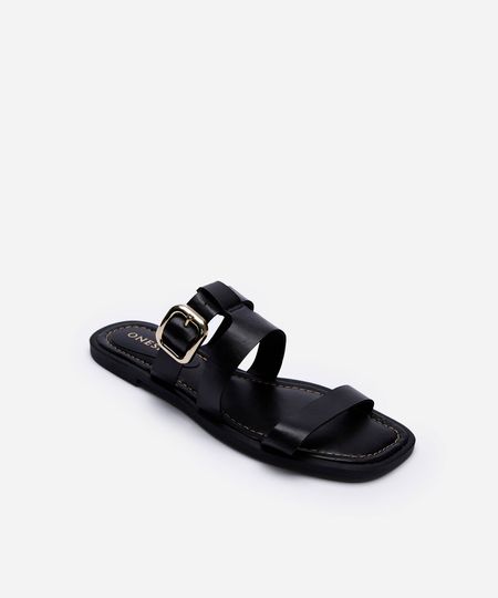 rasteirinha de tiras com fivela oneself preta 35