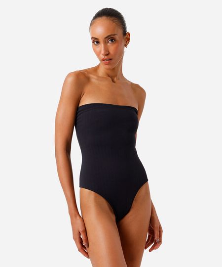 maiô sem alça feminino franzido preto P