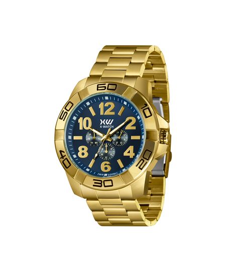 relógio masculino x watch multifunção xmgsm002 d2kx 0 dourado UNICO