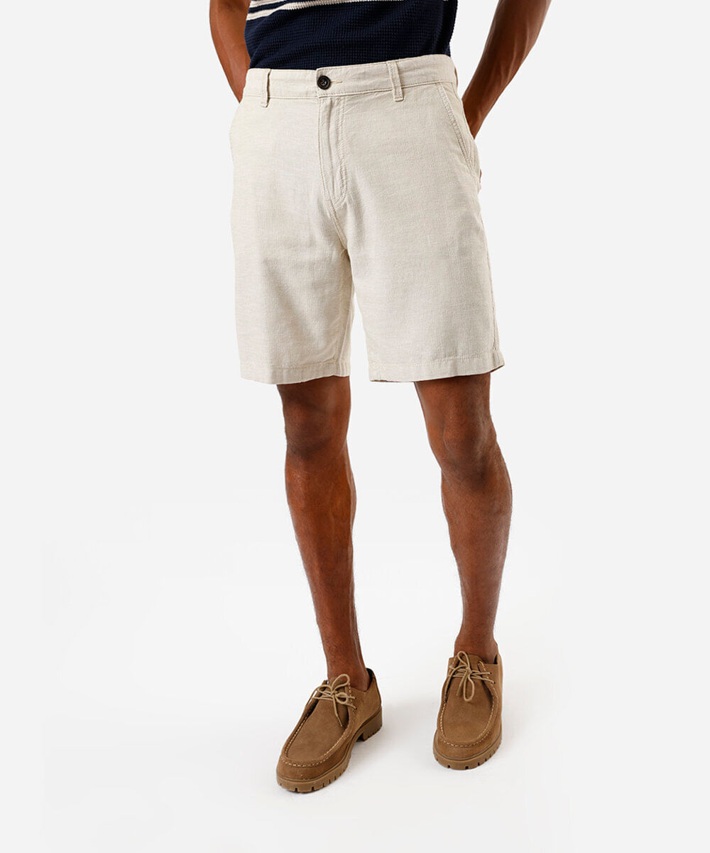 bermuda masculina reta com linho bege