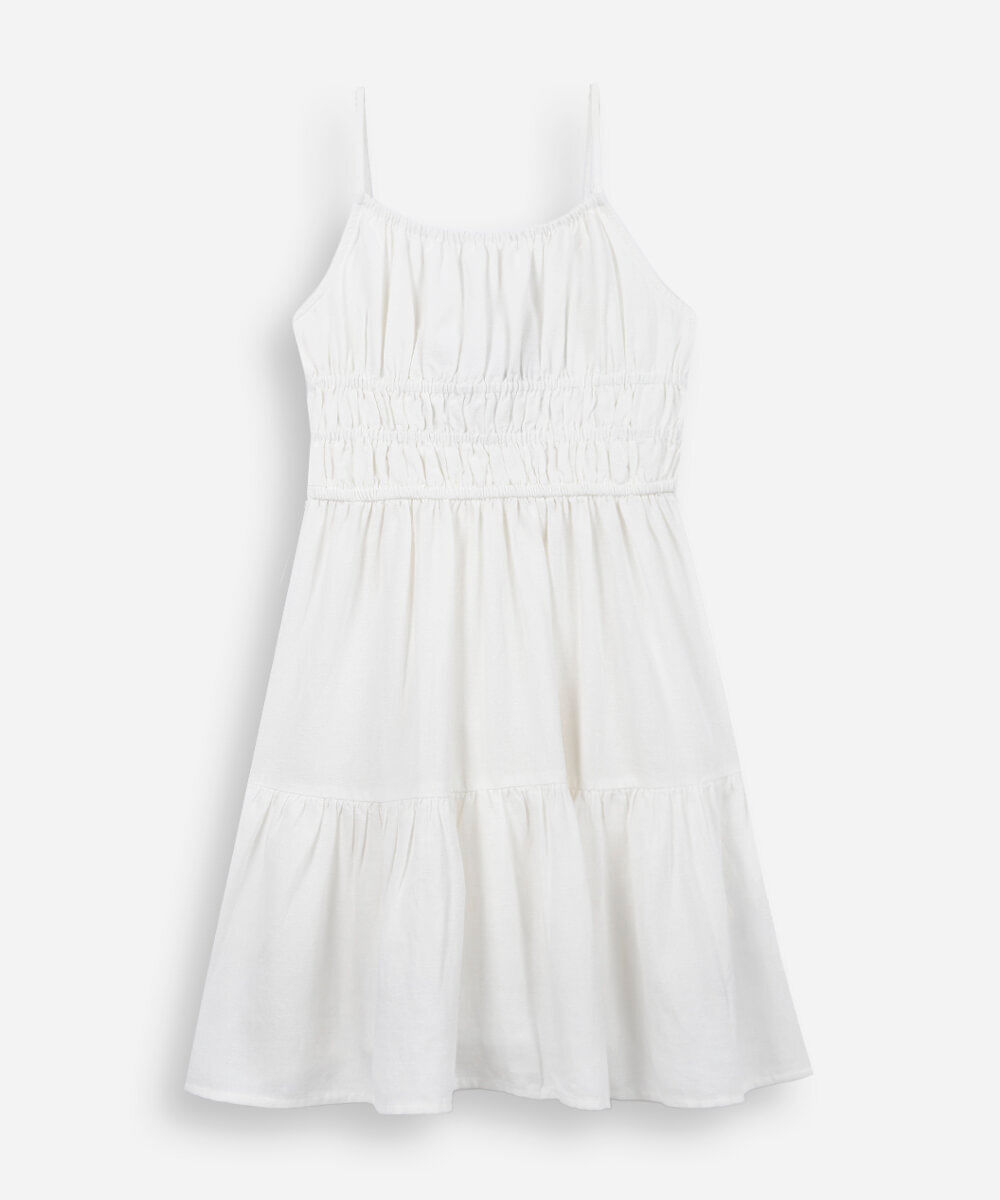 vestido curto juvenil com alças finas off white