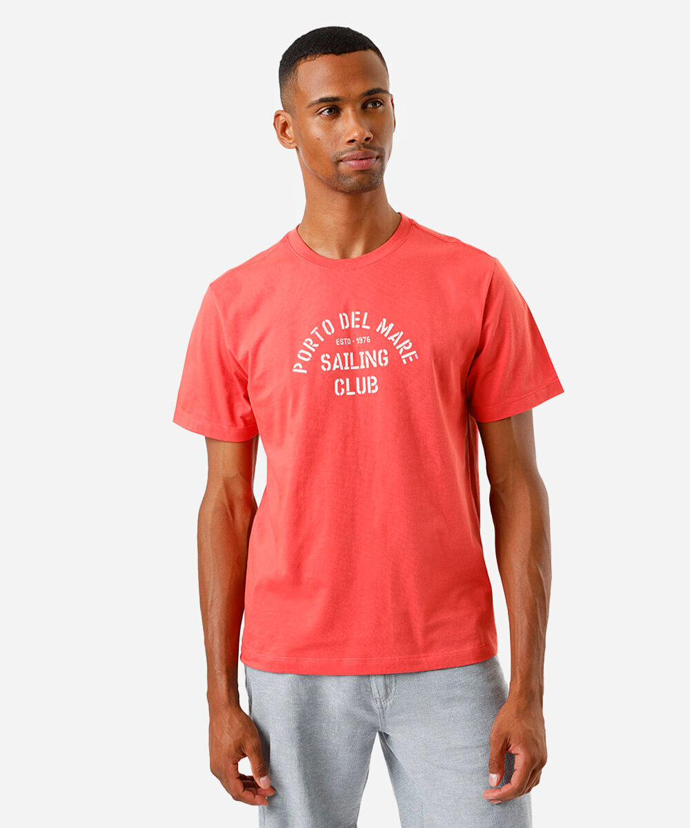 camiseta comfort masculina de algodão porto del mare vermelha