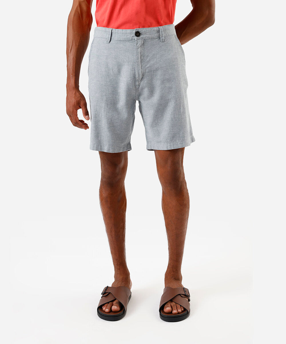 Vista 2 bermuda masculina reta com linho C&A Azul C&A Azul