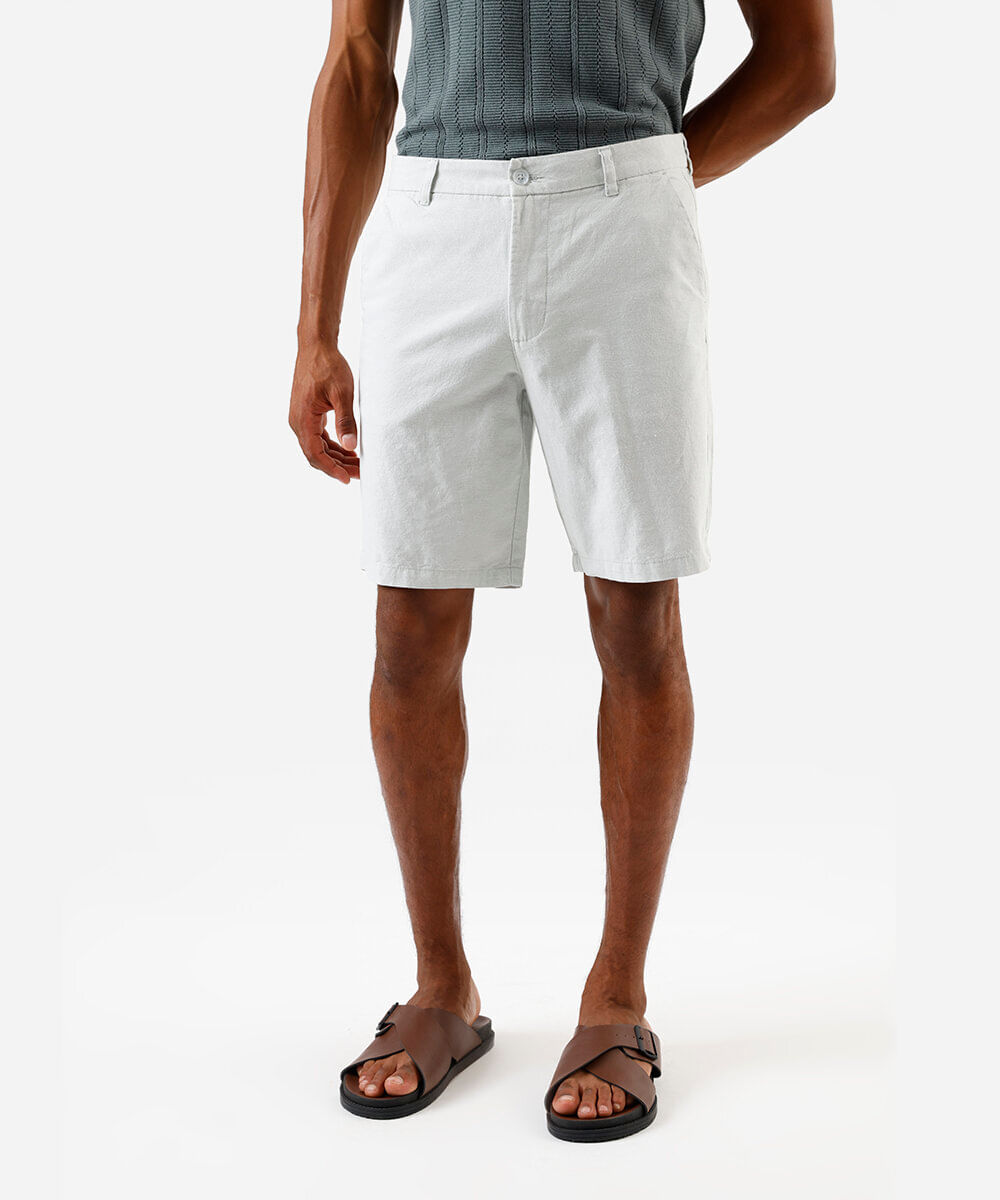 Vista 2 bermuda reta com linho verde C&A Verde Médio C&A Verde Médio