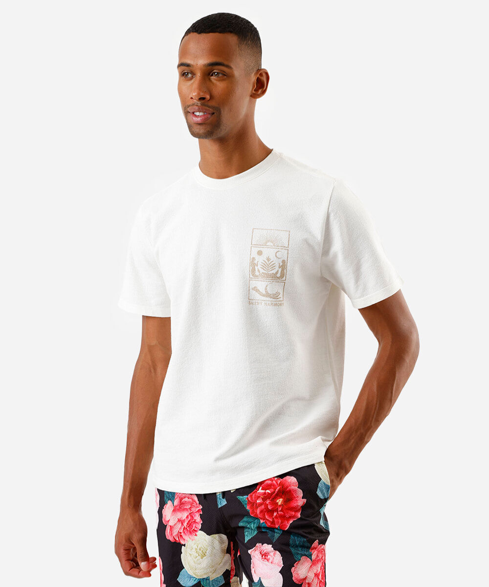 camiseta masculina de algodão estampada off white