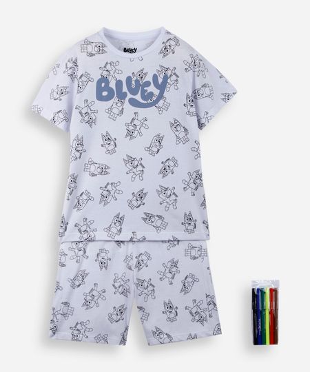 pijama infantil bluey full colorir off white 4