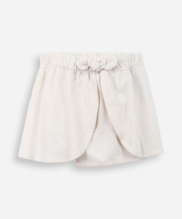 short saia infantil transpasse e amarração bege 3