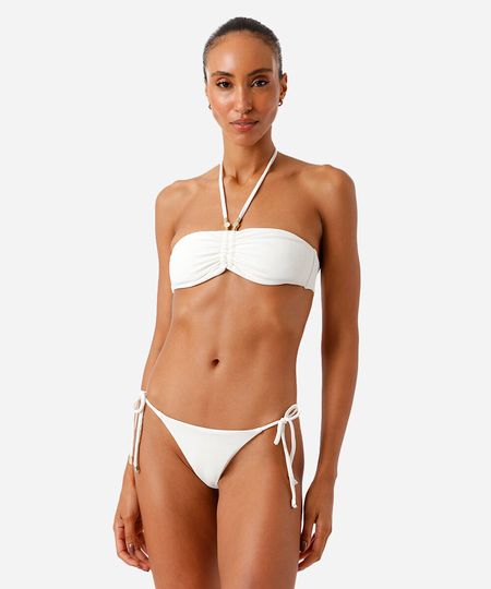 calcinha biquíni lacinho miçangas off white G
