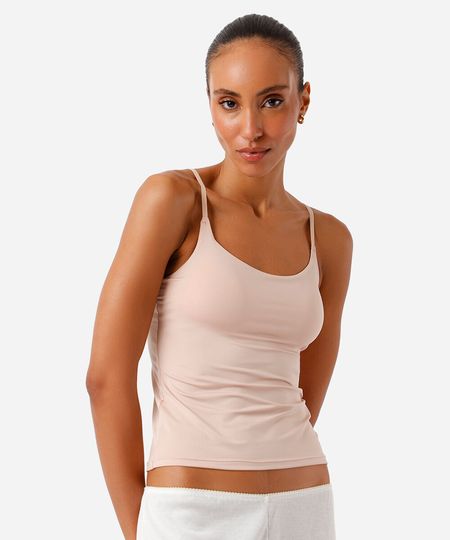 regata básica feminina com bojo bege G regata básica feminina com bojo bege G